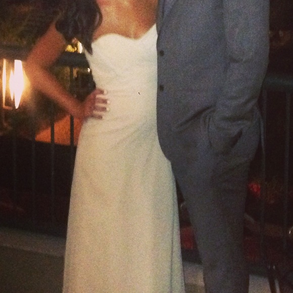 Champagne Strapless Chiffon Bridesmaids Dress - Picture 1 of 7